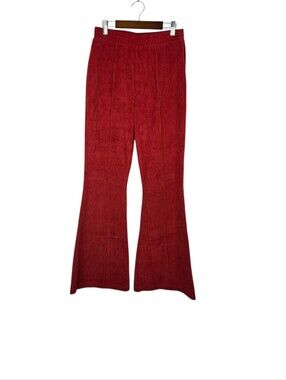 Aerie Groove On Velour Corduroy High Waisted Flare Legging Red Small Regular
